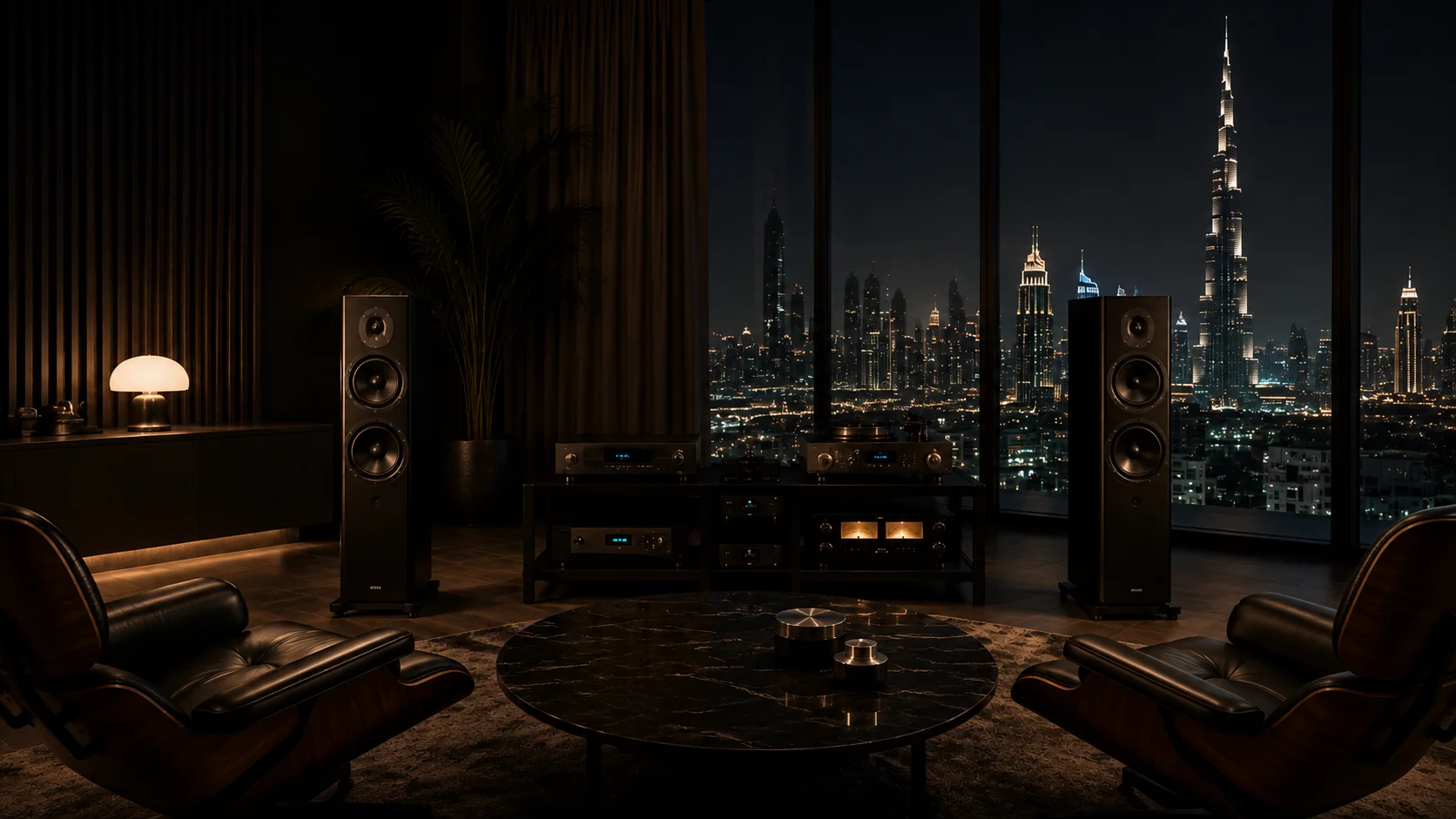 Luxury high-end audio listening room in Dubai by MUVON Audio Trading