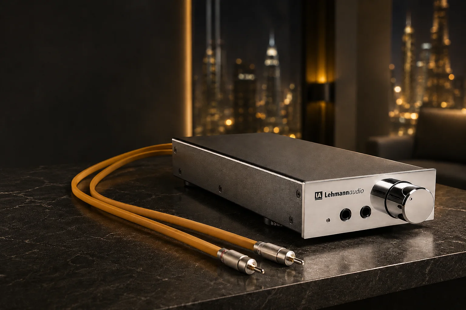 Lehmann Audio headphone amplifier with Van den Hul interconnect cables in Dubai