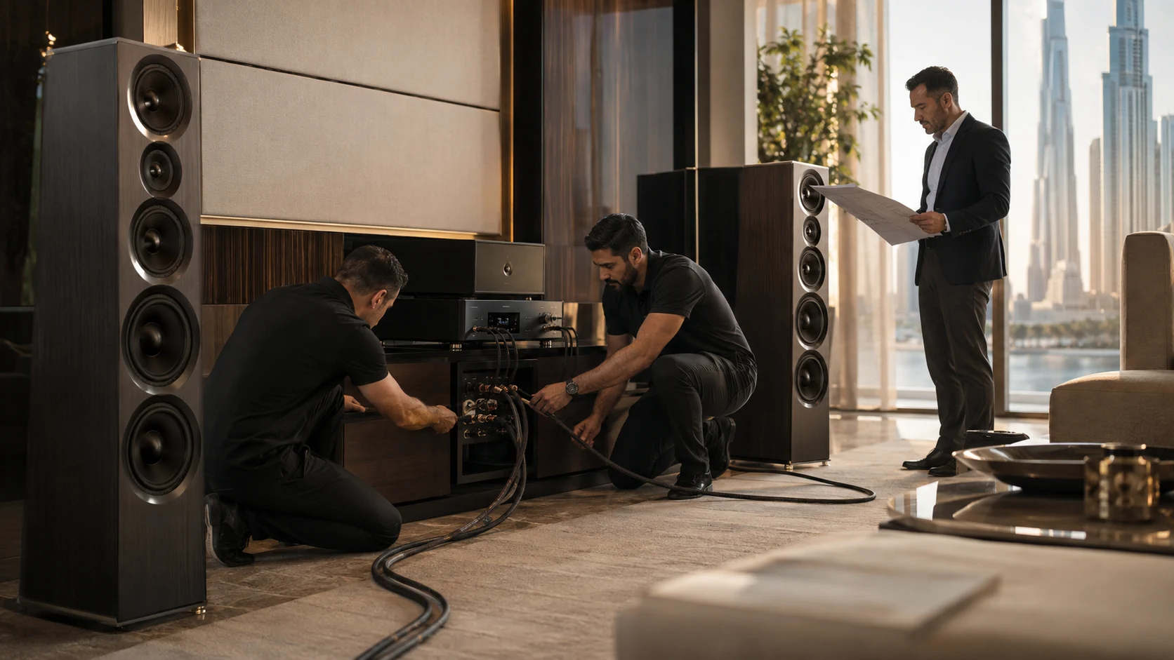 MUVON audio specialists installing a premium high-end sound system in Dubai