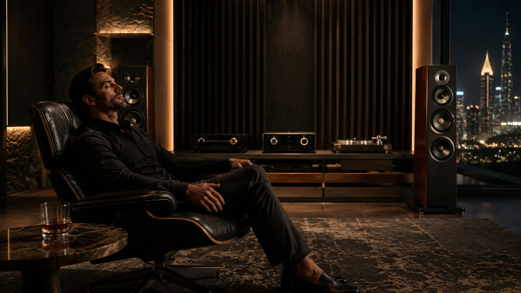 Immersive high-end audio listening experience in a luxury Dubai residence